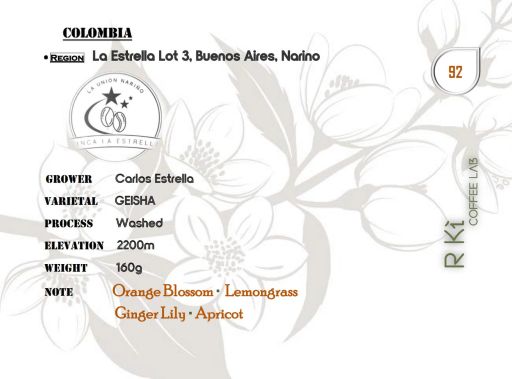 Colombia-La Estrella Farm Geisha Lot 3 Washed