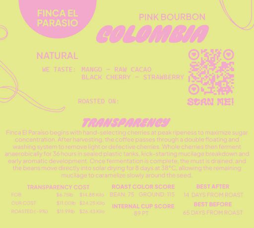 Colombia Pink Bourbon Natural Finca El Paraíso