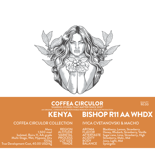 KENYA Coffea Circulor Bishop Isolated Ruiru 11 AA Multi-Stage Wet Hypoxia Dry WHDX