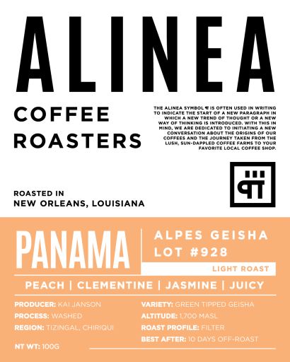 Panama Kai Janson Geisha Lot 928 Washed Coffee