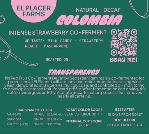 Colombia Decaf Intense Strawberry Co-Ferment
