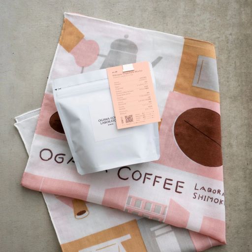 オガワコーヒーハンカチ〈ピンク〉×ROASTED BEANS SET