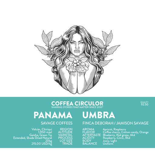 PANAMA Savage Coffees Finca Deborah Geisha Umbra Extended Shade Dried Natural