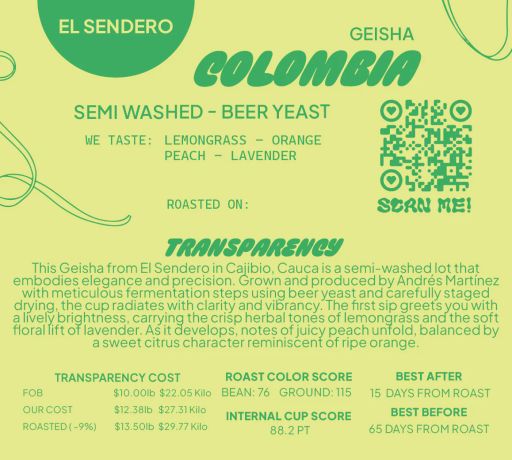 Colombia Geisha Semi Washed Beer Yeast