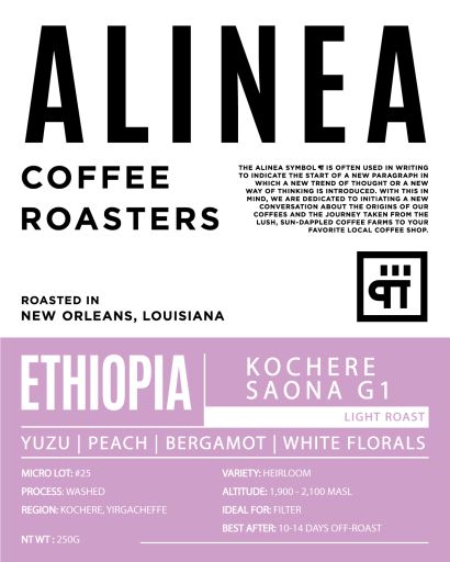 Ethiopia Washed Kochere Saona G1