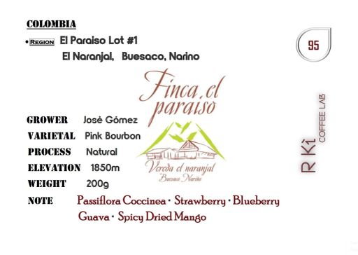 Colombia-El Paraiso El Naranjal Pink Bourbon Natural