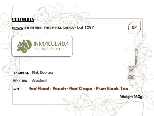 Colombia-Inmaculada Fellows Farms Pink Bourbon Washed Lot T297